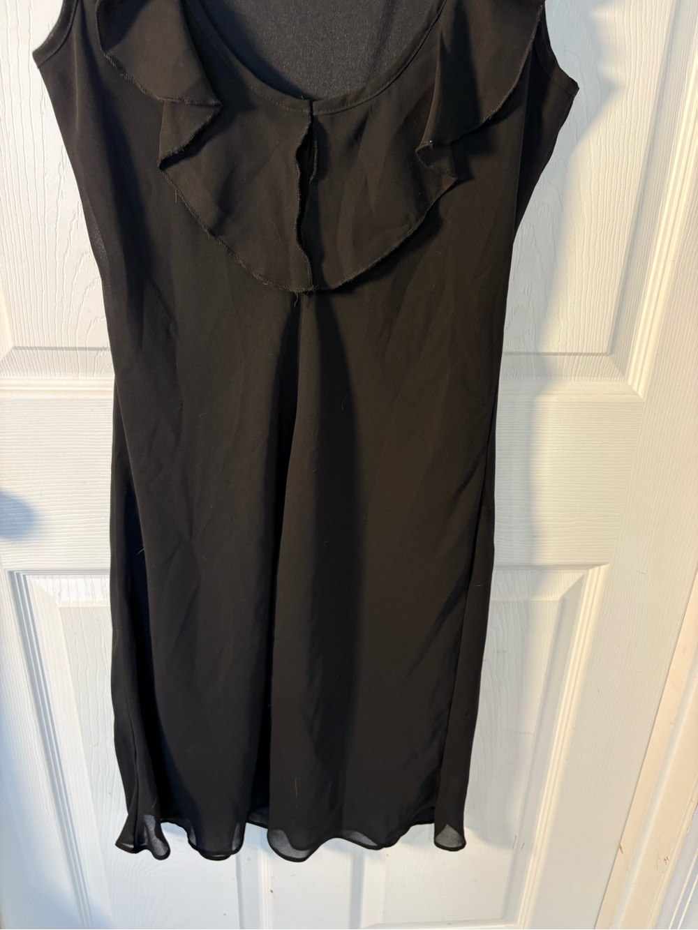 Classic Black Midi Dress with Ruffle Cap Sleeves - Picture 3 of 7